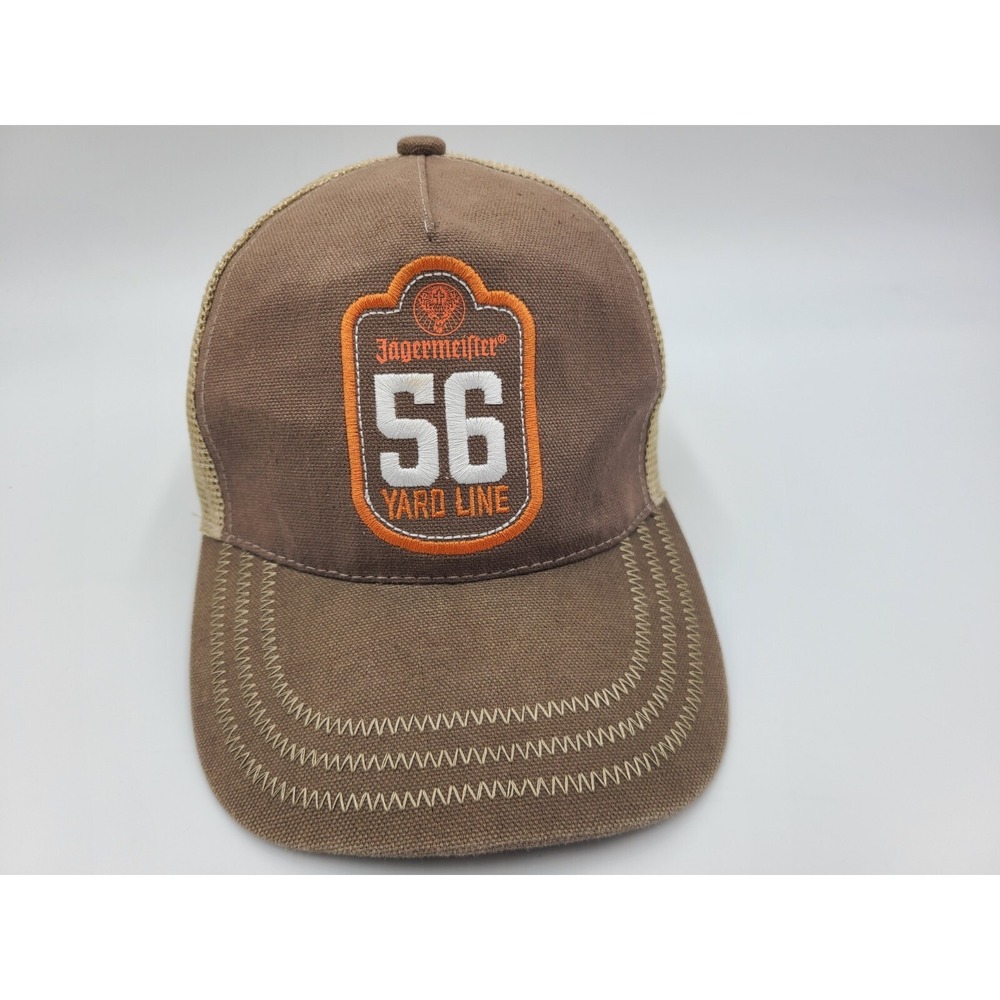 Jagermeister 56 Yard Line Mesh Trucker Snapback Hat Cap Men Women Brown Beige